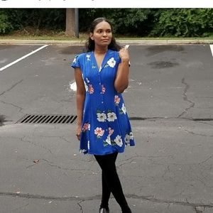 FINAL Forever21 moody floral royal blus dress